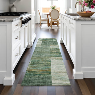 Piper Looms Chantille Geometric ACN2149 Teal Machine Washable Area Rug Runner Lifestyle Image Feature