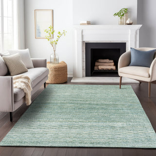 Piper Looms Chantille Stripes ACN2150 Aqua Machine Washable Area Rug Lifestyle Image Feature