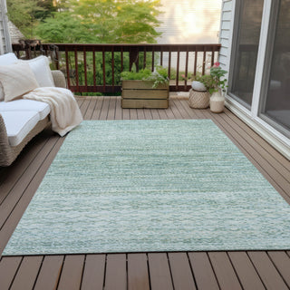 Piper Looms Chantille Stripes ACN2150 Aqua Machine Washable Area Rug Outdoor Lifestyle Image Feature