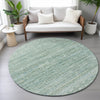 Piper Looms Chantille Stripes ACN2150 Aqua Machine Washable Area Rug Round Lifestyle Image Feature