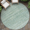 Piper Looms Chantille Stripes ACN2150 Aqua Machine Washable Area Rug Round Outdoor Lifestyle Image Feature