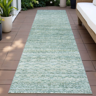 Piper Looms Chantille Stripes ACN2150 Aqua Machine Washable Area Rug Runner Outdoor Lifestyle Image Feature