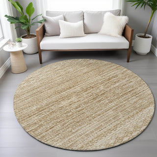 Piper Looms Chantille Stripes ACN2150 Beige Machine Washable Area Rug Round Lifestyle Image Feature