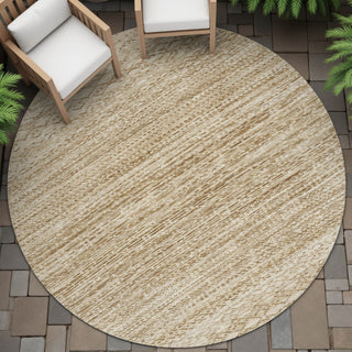 Piper Looms Chantille Stripes ACN2150 Beige Machine Washable Area Rug Round Outdoor Lifestyle Image Feature