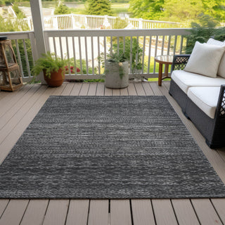 Piper Looms Chantille Stripes ACN2150 Charcoal Machine Washable Area Rug Outdoor Lifestyle Image Feature