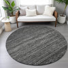 Piper Looms Chantille Stripes ACN2150 Charcoal Machine Washable Area Rug Round Lifestyle Image Feature