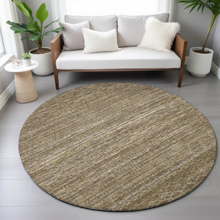 Piper Looms Chantille Stripes ACN2150 Chocolate Machine Washable Area Rug Round Lifestyle Image Feature
