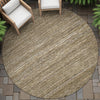 Piper Looms Chantille Stripes ACN2150 Chocolate Machine Washable Area Rug Round Outdoor Lifestyle Image Feature