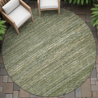 Piper Looms Chantille Stripes ACN2150 Fern Machine Washable Area Rug Round Outdoor Lifestyle Image Feature