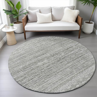 Piper Looms Chantille Stripes ACN2150 Gray Machine Washable Area Rug Round Lifestyle Image Feature
