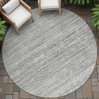 Piper Looms Chantille Stripes ACN2150 Gray Machine Washable Area Rug Round Outdoor Lifestyle Image Feature