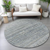 Piper Looms Chantille Stripes ACN2150 Linen Machine Washable Area Rug Round Lifestyle Image Feature
