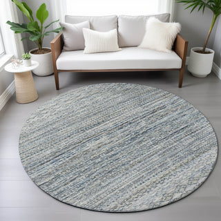 Piper Looms Chantille Stripes ACN2150 Linen Machine Washable Area Rug Round Lifestyle Image Feature