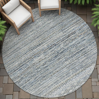 Piper Looms Chantille Stripes ACN2150 Linen Machine Washable Area Rug Round Outdoor Lifestyle Image Feature