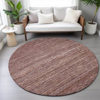 Piper Looms Chantille Stripes ACN2150 Merlot Machine Washable Area Rug Round Lifestyle Image Feature