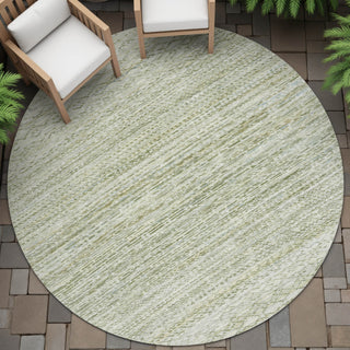 Piper Looms Chantille Stripes ACN2150 Sage Machine Washable Area Rug Round Outdoor Lifestyle Image Feature