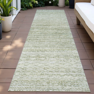 Piper Looms Chantille Stripes ACN2150 Sage Machine Washable Area Rug Runner Outdoor Lifestyle Image Feature