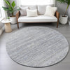 Piper Looms Chantille Stripes ACN2150 Sky Machine Washable Area Rug Round Lifestyle Image Feature