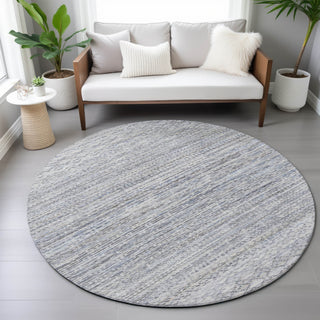 Piper Looms Chantille Stripes ACN2150 Sky Machine Washable Area Rug Round Lifestyle Image Feature