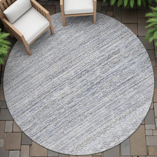 Piper Looms Chantille Stripes ACN2150 Sky Machine Washable Area Rug Round Outdoor Lifestyle Image Feature