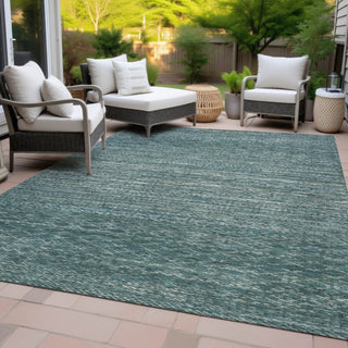 Piper Looms Chantille Stripes ACN2150 Teal Machine Washable Area Rug Outdoor Lifestyle Image Feature