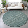 Piper Looms Chantille Stripes ACN2150 Teal Machine Washable Area Rug Round Lifestyle Image Feature
