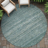 Piper Looms Chantille Stripes ACN2150 Teal Machine Washable Area Rug Round Outdoor Lifestyle Image Feature