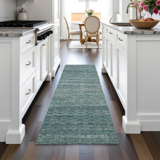 Piper Looms Chantille Stripes ACN2150 Teal Machine Washable Area Rug Runner Lifestyle Image Feature