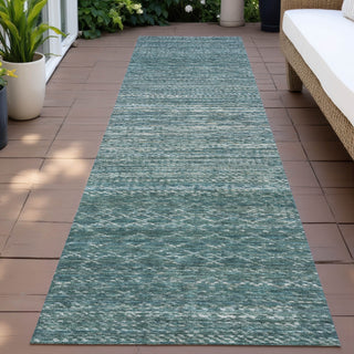 Piper Looms Chantille Stripes ACN2150 Teal Machine Washable Area Rug Runner Outdoor Lifestyle Image Feature