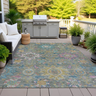 Piper Looms Chantille Medallions ACN2151 Aloe Machine Washable Area Rug Outdoor Lifestyle Image Feature