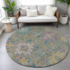 Piper Looms Chantille Medallions ACN2151 Aloe Machine Washable Area Rug Round Lifestyle Image Feature