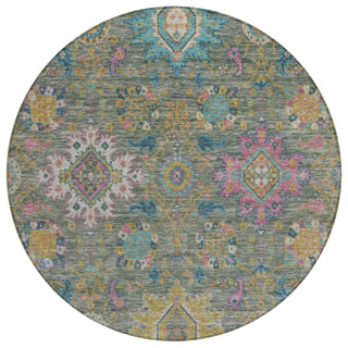 Piper Looms Chantille Medallions ACN2151 Aloe Machine Washable Area Rug Round Main Image