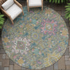 Piper Looms Chantille Medallions ACN2151 Aloe Machine Washable Area Rug Round Outdoor Lifestyle Image Feature