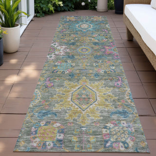 Piper Looms Chantille Medallions ACN2151 Aloe Machine Washable Area Rug Runner Outdoor Lifestyle Image Feature