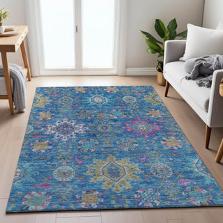 Piper Looms Chantille Medallions ACN2151 Blue Machine Washable Area Rug Lifestyle Image Feature