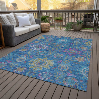 Piper Looms Chantille Medallions ACN2151 Blue Machine Washable Area Rug Outdoor Lifestyle Image Feature