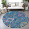 Piper Looms Chantille Medallions ACN2151 Blue Machine Washable Area Rug Round Lifestyle Image Feature