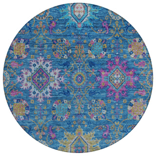 Piper Looms Chantille Medallions ACN2151 Blue Machine Washable Area Rug Round Main Image