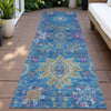Piper Looms Chantille Medallions ACN2151 Blue Machine Washable Area Rug Runner Outdoor Lifestyle Image Feature