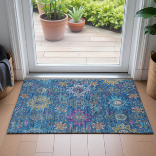 Piper Looms Chantille Medallions ACN2151 Blue Machine Washable Area Rug Scatter Lifestyle Image Feature