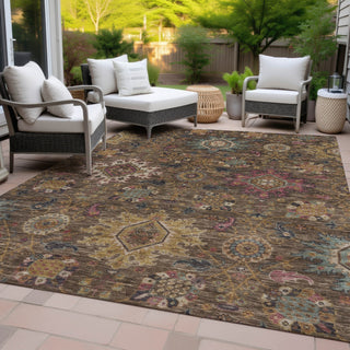 Piper Looms Chantille Medallions ACN2151 Chocolate Machine Washable Area Rug Outdoor Lifestyle Image Feature