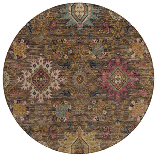 Piper Looms Chantille Medallions ACN2151 Chocolate Machine Washable Area Rug Round Main Image