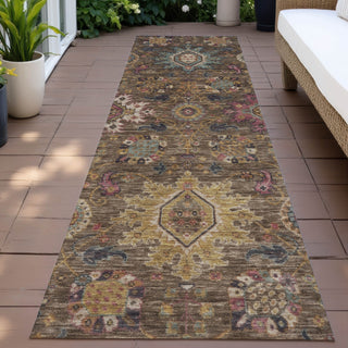 Piper Looms Chantille Medallions ACN2151 Chocolate Machine Washable Area Rug Runner Outdoor Lifestyle Image Feature