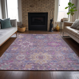 Piper Looms Chantille Medallions ACN2151 Eggplant Machine Washable Area Rug Lifestyle Image Feature