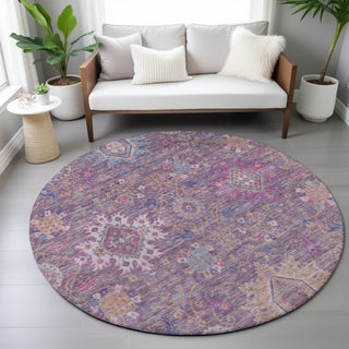Piper Looms Chantille Medallions ACN2151 Eggplant Machine Washable Area Rug Round Lifestyle Image Feature