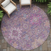 Piper Looms Chantille Medallions ACN2151 Eggplant Machine Washable Area Rug Round Outdoor Lifestyle Image Feature