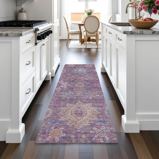 Piper Looms Chantille Medallions ACN2151 Eggplant Machine Washable Area Rug Runner Lifestyle Image Feature
