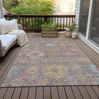 Piper Looms Chantille Medallions ACN2151 Mocha Machine Washable Area Rug Outdoor Lifestyle Image Feature