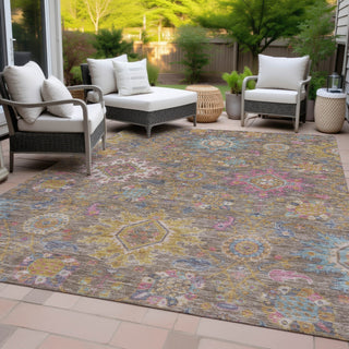 Piper Looms Chantille Medallions ACN2151 Mocha Machine Washable Area Rug Outdoor Lifestyle Image Feature