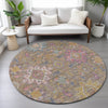 Piper Looms Chantille Medallions ACN2151 Mocha Machine Washable Area Rug Round Lifestyle Image Feature